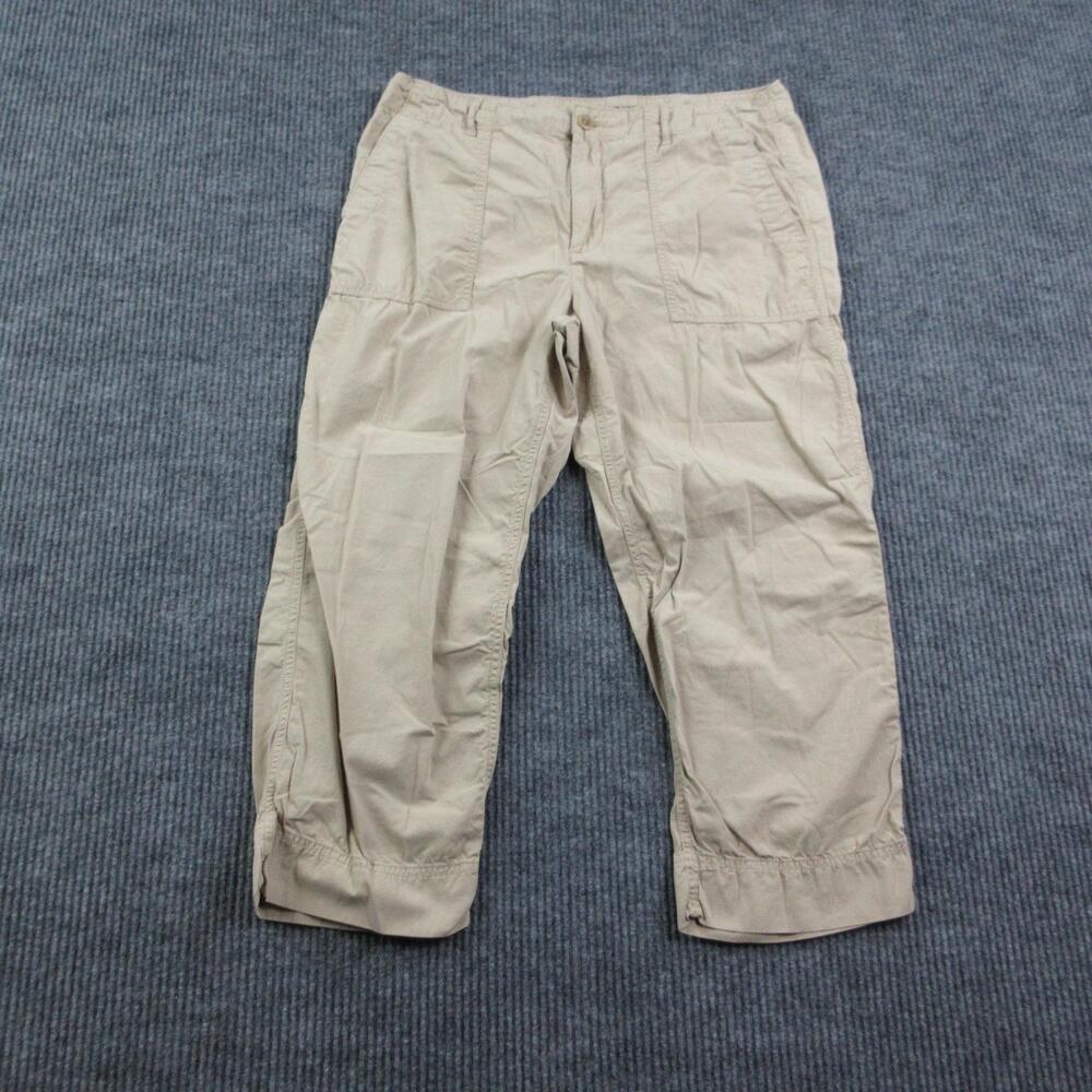 Lauren Ralph Lauren Pants Womens 12 Beige Cargo Capri Relaxed Cotton 33x22.5*